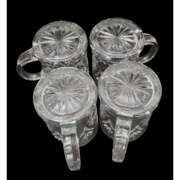 Vtg Paul Sebastian Inc Pressed Glass Mugs Set of 4 - Picture 4 of 4